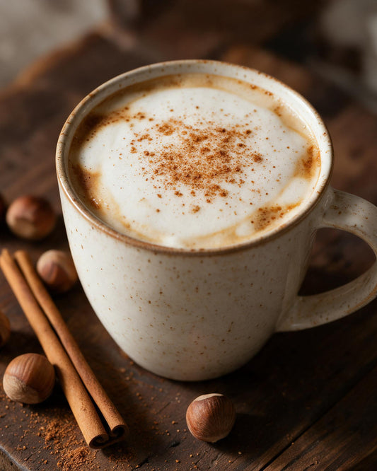 Cinnamon Hazelnut latte with hazelnuts and cinnamon